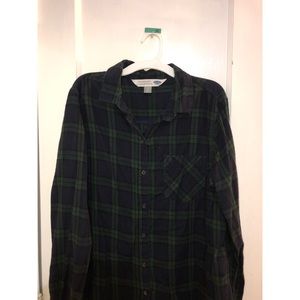 Old Navy Blue Green Pocket Flannel Large